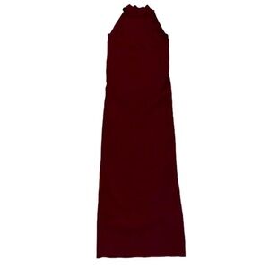 ZARA Brown Turtleneck Open Back Sleeveless Altered Ribbed Maxi dress size Small